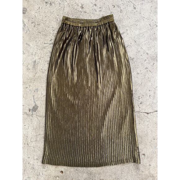 Moussy Metallic‎ Pleated Midi Skirt NWOT Free Size - Picture 1 of 6